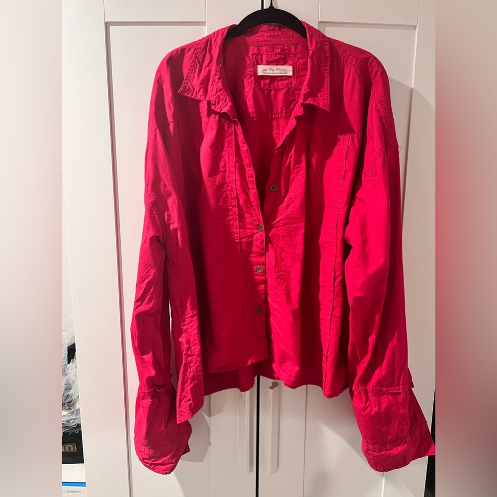 Free people cropped button up shirt size XL